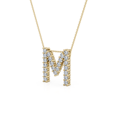 Lab Grown Diamond Initial ‘M’ Pendant With Chain