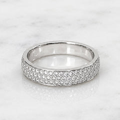 18k White Gold Stackable Micro Pave Diamond Ring