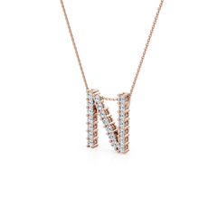 Lab Grown Diamond Initial ‘N’ Pendant With Chain