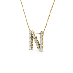 Lab Grown Diamond Initial ‘N’ Pendant With Chain