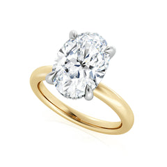 Oval Cut Natural Diamond Engagement Ring with Hidden Halo