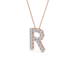 Lab Grown Diamond Initial ‘R’ Pendant With Chain