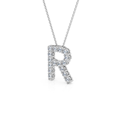 Lab Grown Diamond Initial ‘R’ Pendant With Chain